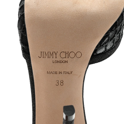 Jimmy Choo Glitter Checker Board Mesh Crystal Saeda 100 Pumps 38 Black 7 of 8