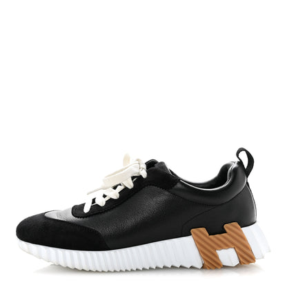 Hermes Goatskin Suede Goatskin Bouncing Sneakers 37.5 Black 1 of 12