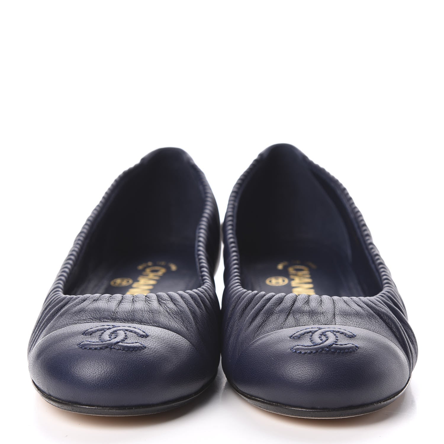 Chanel Lambskin CC Cap Toe Ballerina Flats 36 Navy 4 of 10