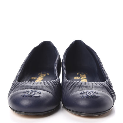 Chanel Lambskin CC Cap Toe Ballerina Flats 36 Navy 4 of 10