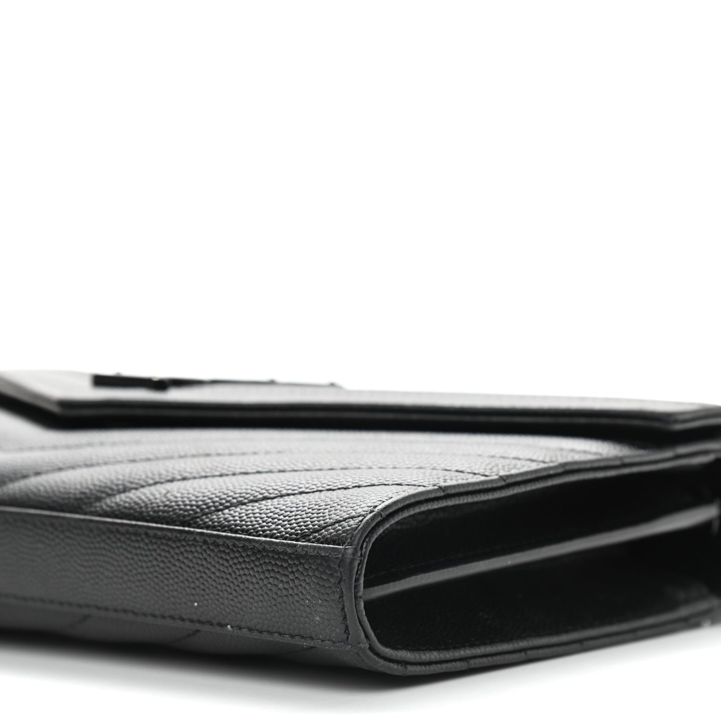 Grain De Poudre Matelasse Chevron Monogram Chain Wallet Black