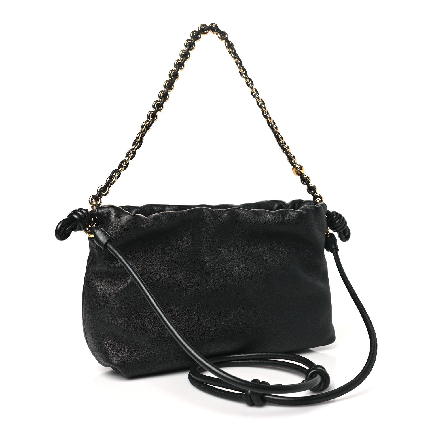 Loewe Mellow Nappa Donut Chain Flamenco Knot Clutch Black 3 of 10