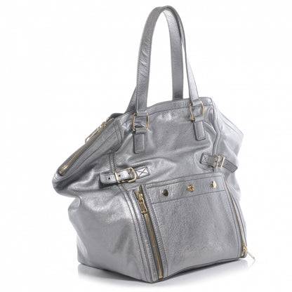 Saint Laurent Leather Medium Downtown Tote Silver 3 of 7