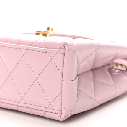 Chanel Shiny Aged Calfskin Quilted Nano Kelly Shopper Pink 9 of 10