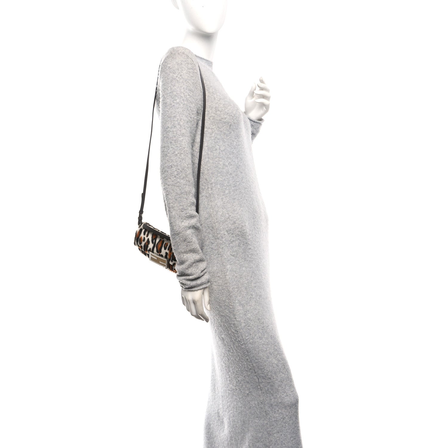 Fendi Calf Hair Leopard Print Phone Baguette Moro 2 of 11