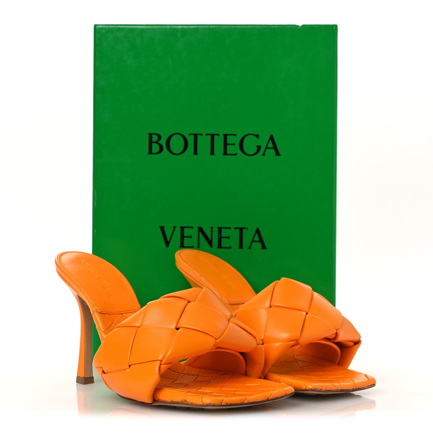 Bottega Veneta Nappa Maxi Intrecciato Lido 90mm Mule Sandals 38.5 Tangerine 11 of 11