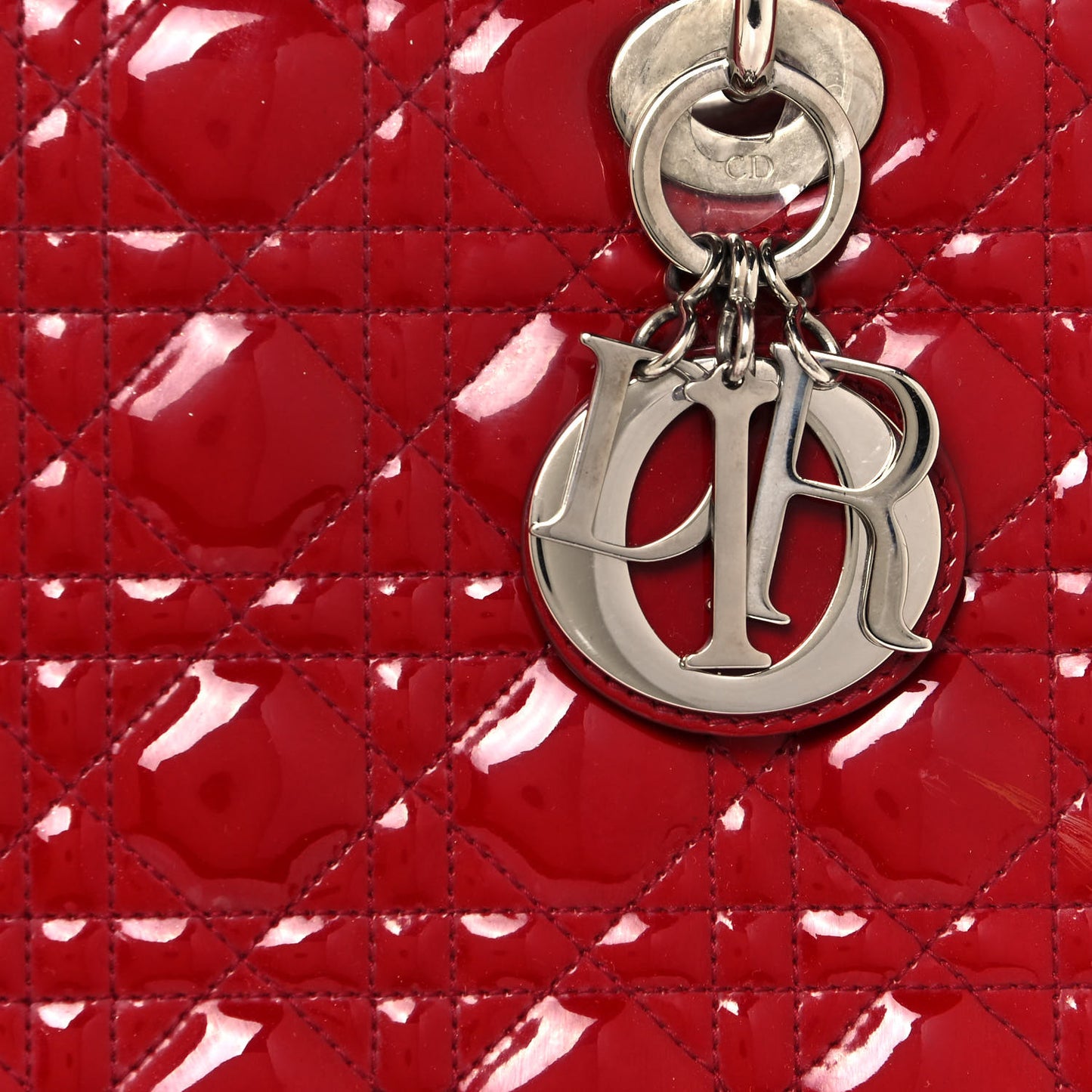 Patent Cannage Medium Lady Dior Red
