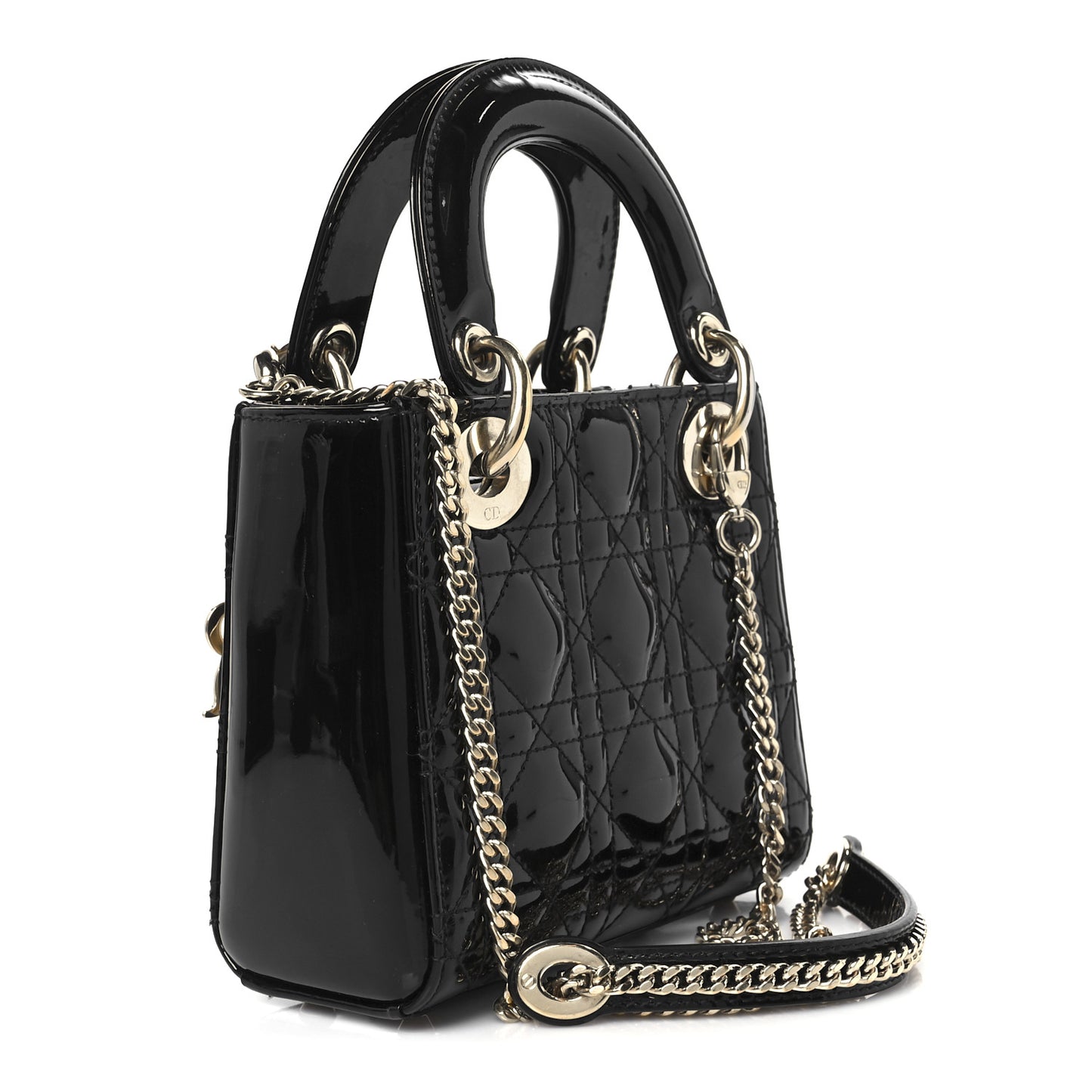 Patent Cannage Mini Lady Dior Black