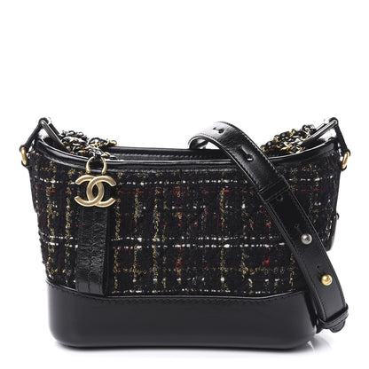 Chanel Tweed Calfskin Small Gabrielle Hobo Black Gold Red Ecru 1 of 11