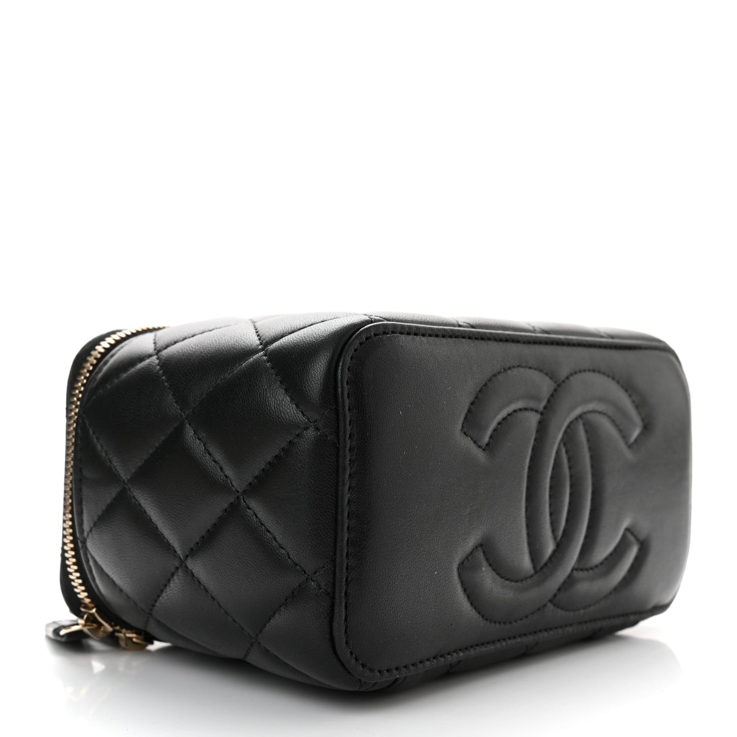 Lambskin Quilted Pick Me Up Vanity Case Black