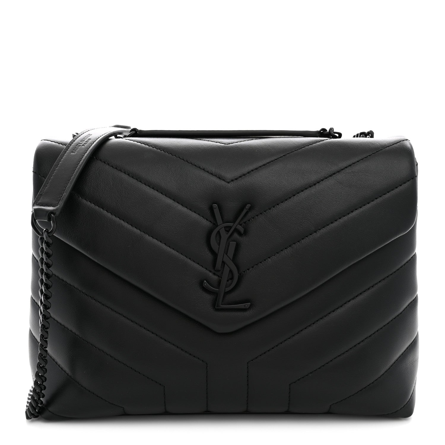 Saint Laurent Calfskin Y Quilted Monogram Monochrome Small Loulou Chain Satchel Black 1 of 10