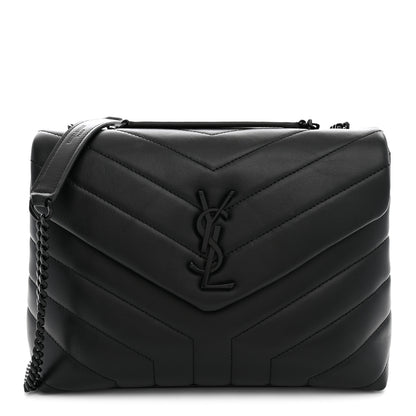 Saint Laurent Calfskin Y Quilted Monogram Monochrome Small Loulou Chain Satchel Black 1 of 10