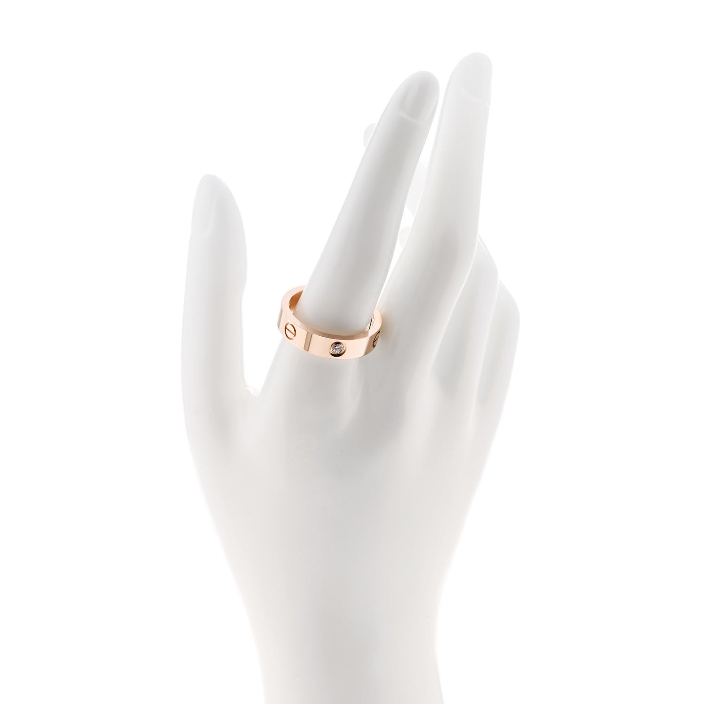 18K Pink Gold 3 Diamond 5.5mm LOVE Ring 64 10.75
