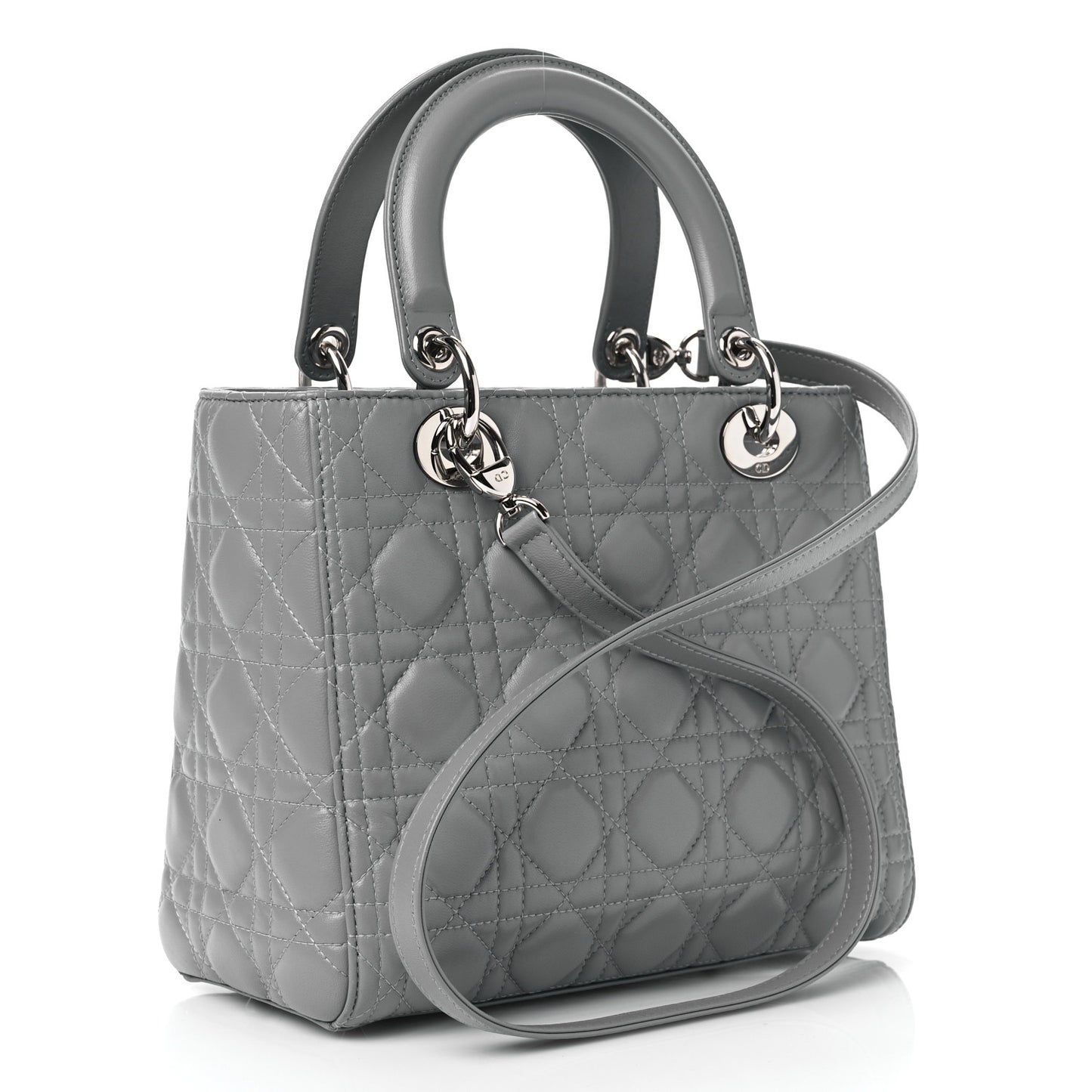 Lambskin Cannage Medium Lady Dior Grey