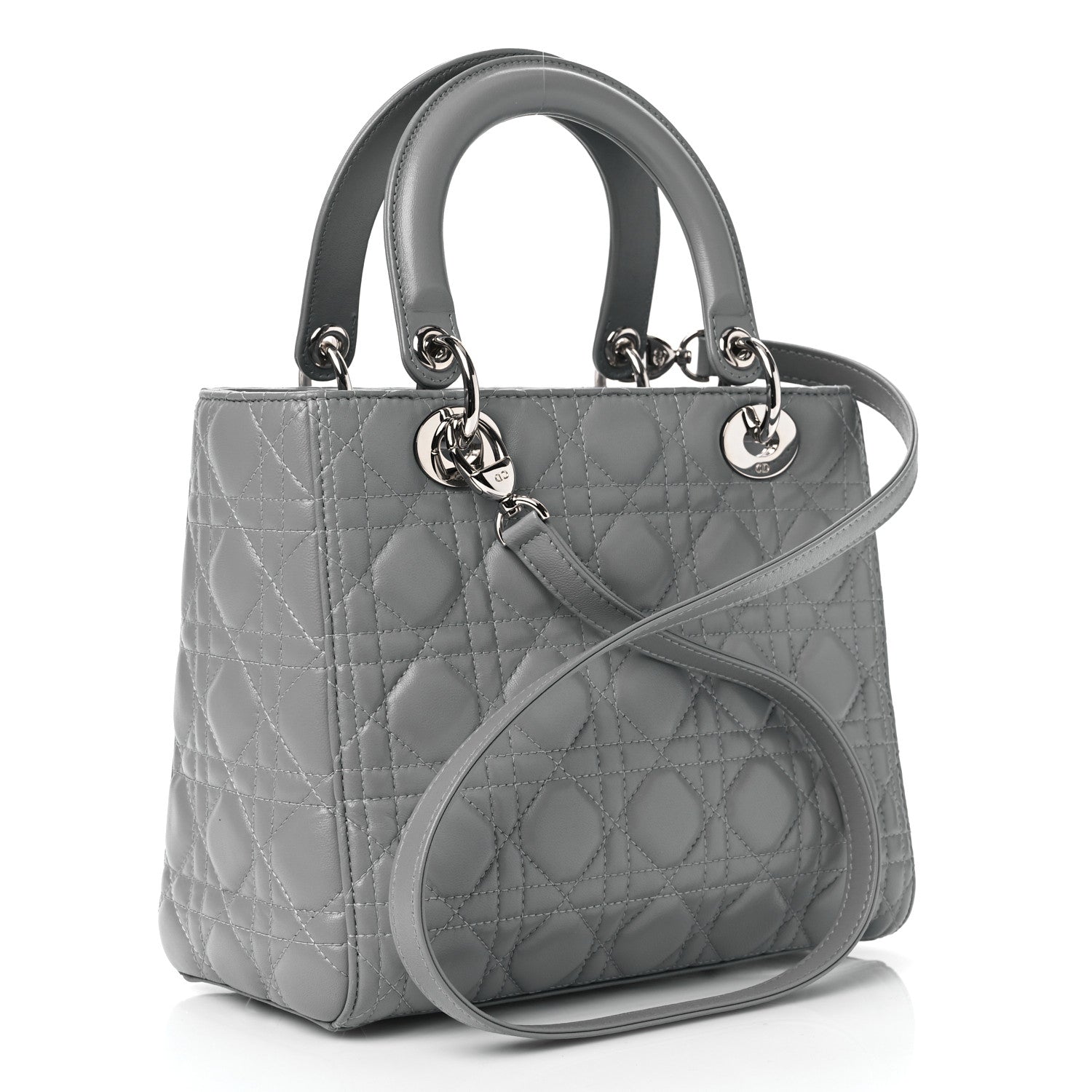 Christian Dior Lambskin Cannage Medium Lady Dior Grey 2 of 10