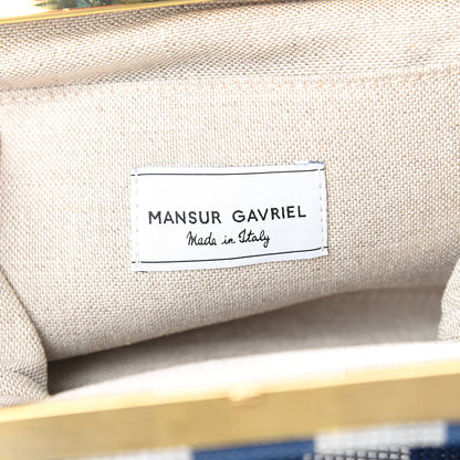Mansur Gavriel Canvas Stripe Mini Volume Chain Clutch Blue White 5 of 7