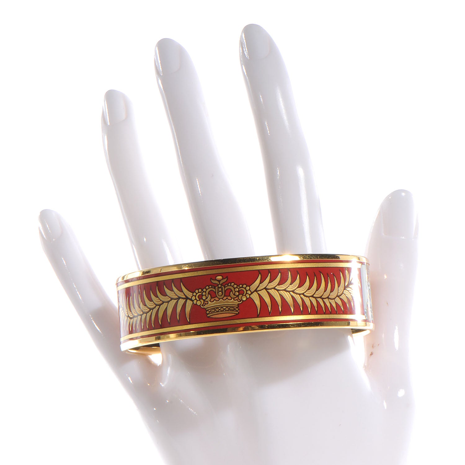Hermes Enamel Printed Royal Tiger Wide Bracelet 65 2 of 5