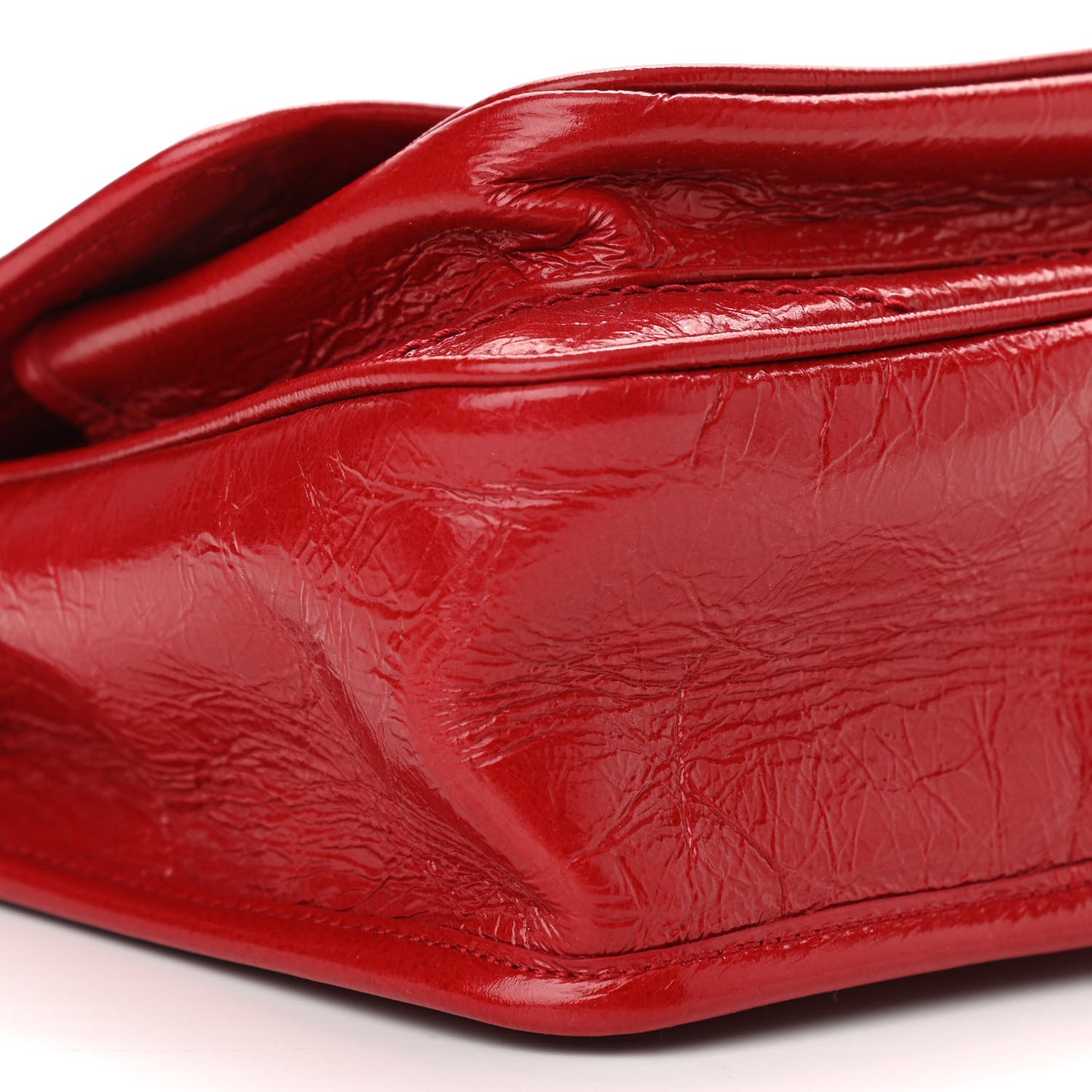 Crinkled Calfskin Matelasse Monogram Baby Niki Chain Satchel Rouge Eros