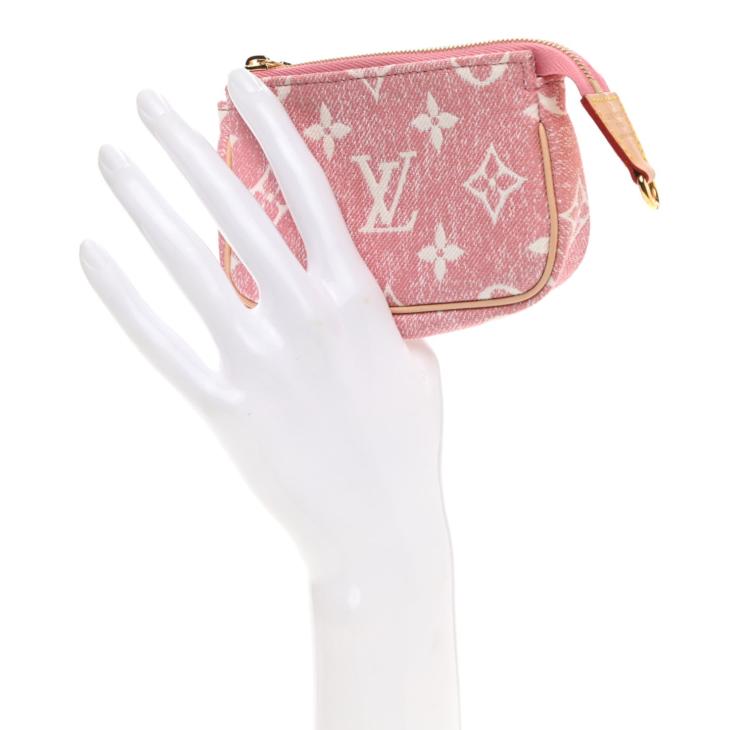 Denim Jacquard Monogram Micro Pochette Accessories Rose