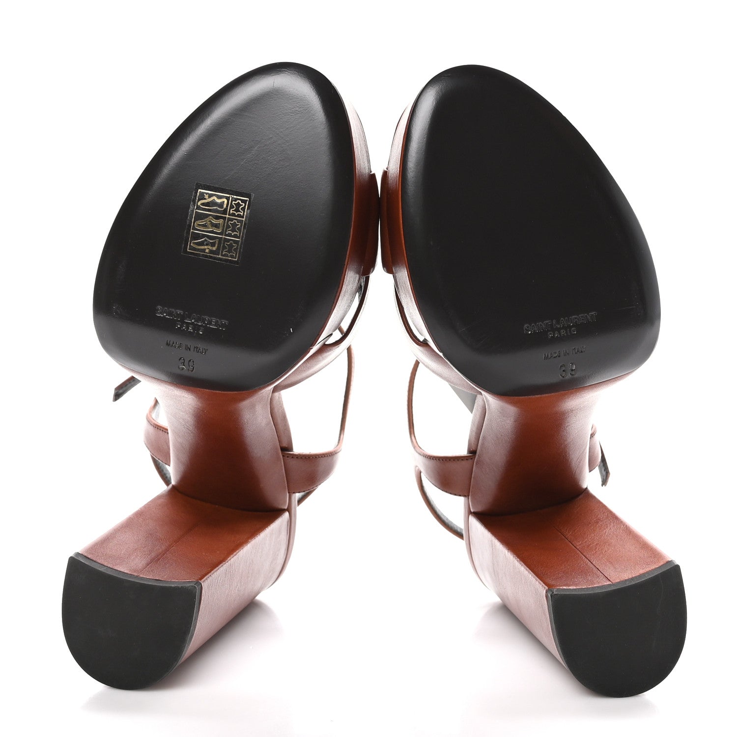 Saint Laurent Vendome Bianca 85 Platform Sandals 39 Cognac 5 of 8