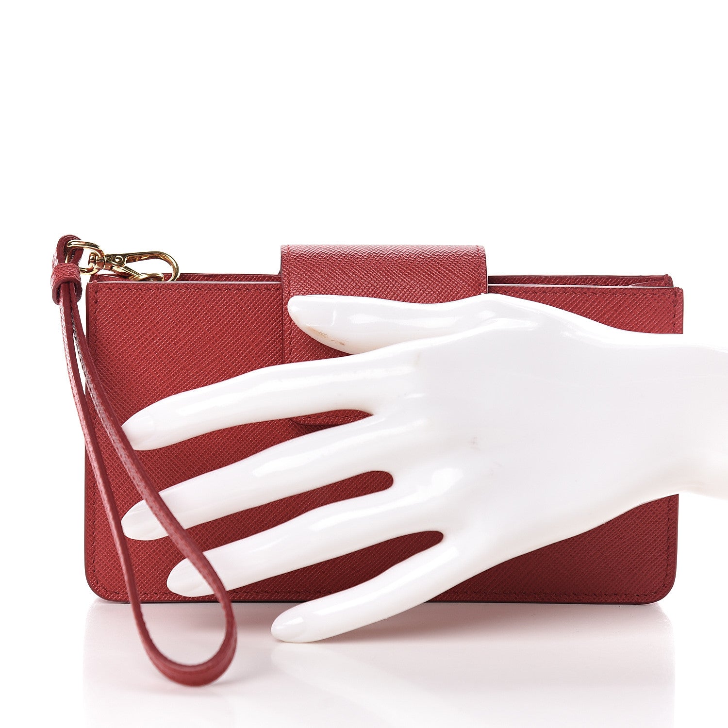 Prada Saffiano Metal Wristlet iPhone Case Fuoco 2 of 8