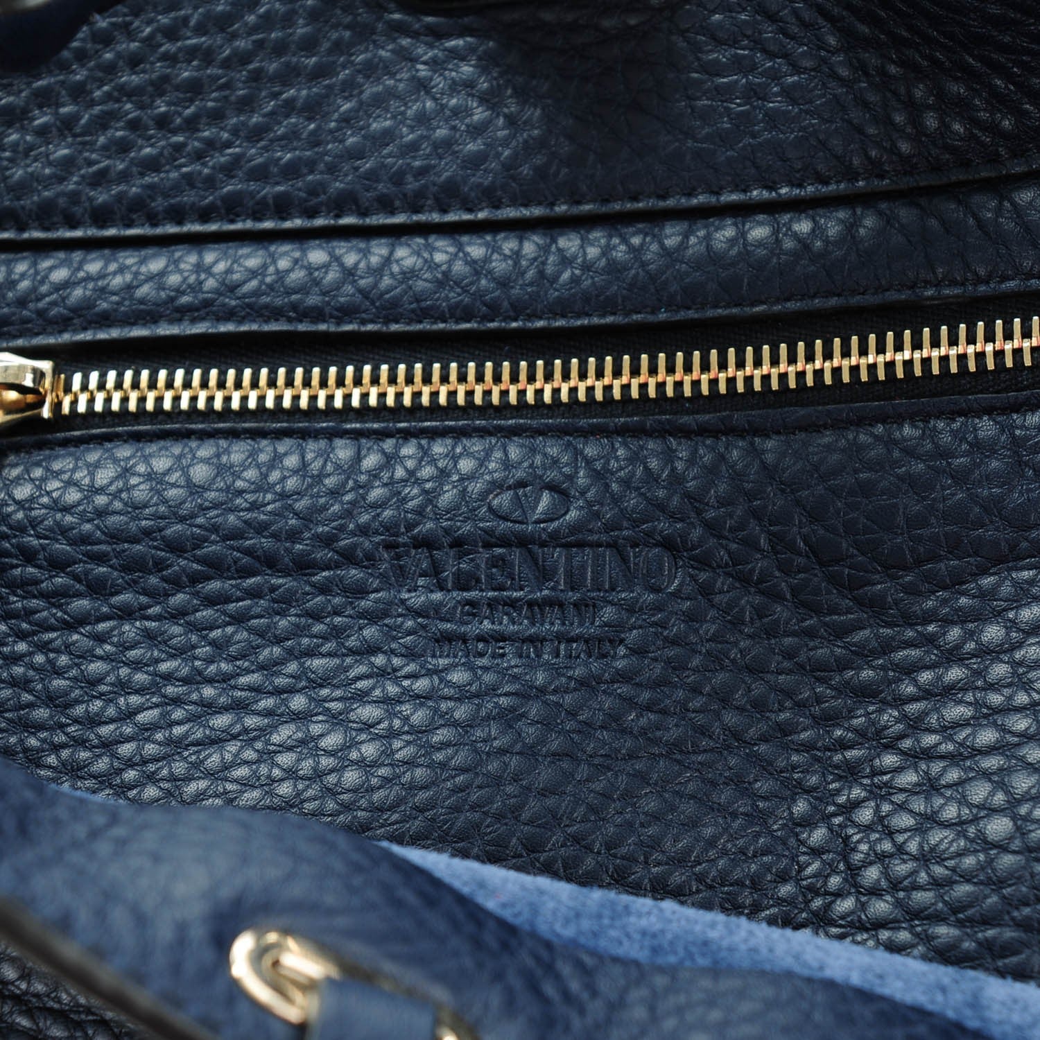 Valentino Garavani Grained Calfskin Small Rockstud Tote Marine 6 of 8