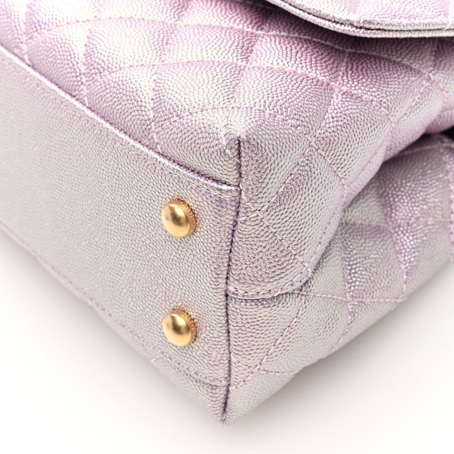 Metallic Caviar Quilted Mini Coco Handle Flap Light Pink