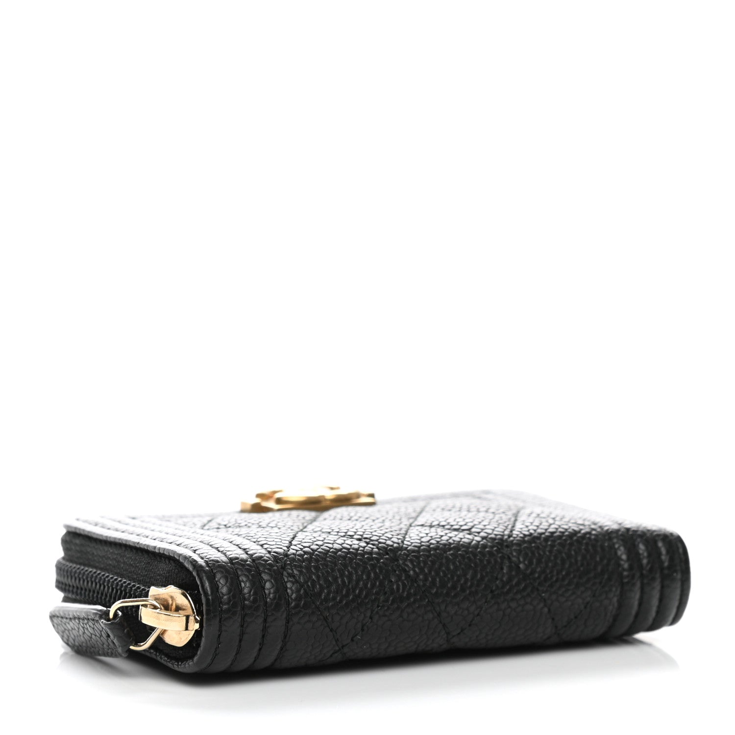 Chanel Caviar Quilted Boy Zip Around Coin Purse Wallet Black 4 of 7