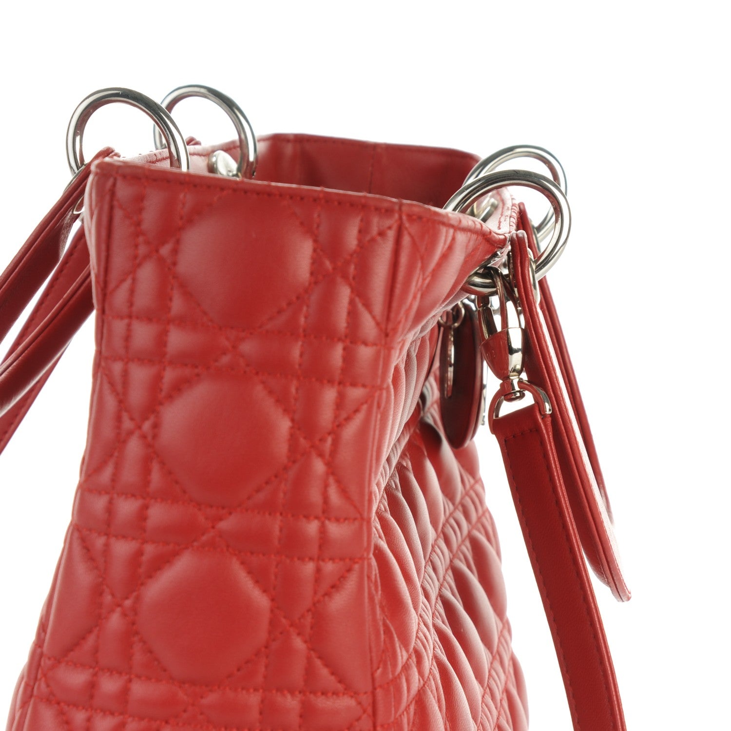 Christian Dior Lambskin Cannage Large Lady Dior Red 9 of 9