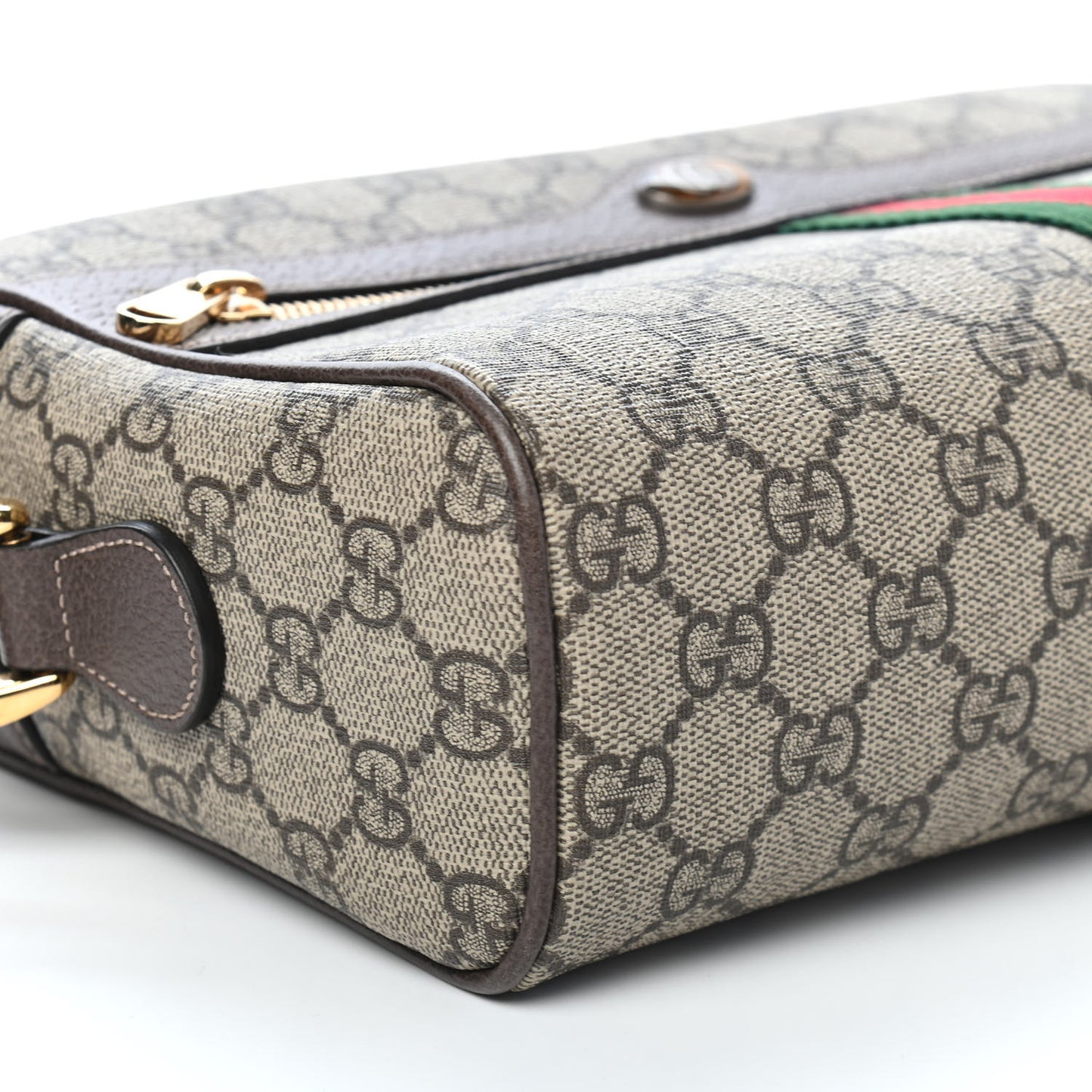 GG Supreme Monogram Web Small Ophidia Shoulder Bag Brown