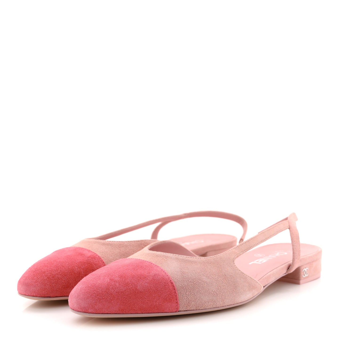 Suede Cap Toe CC Coco Slingback Pumps 41 Light Pink Coral