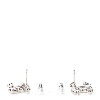 Chanel Pearl Crystal CC Regalia Small Button Earrings Silver 3 of 4