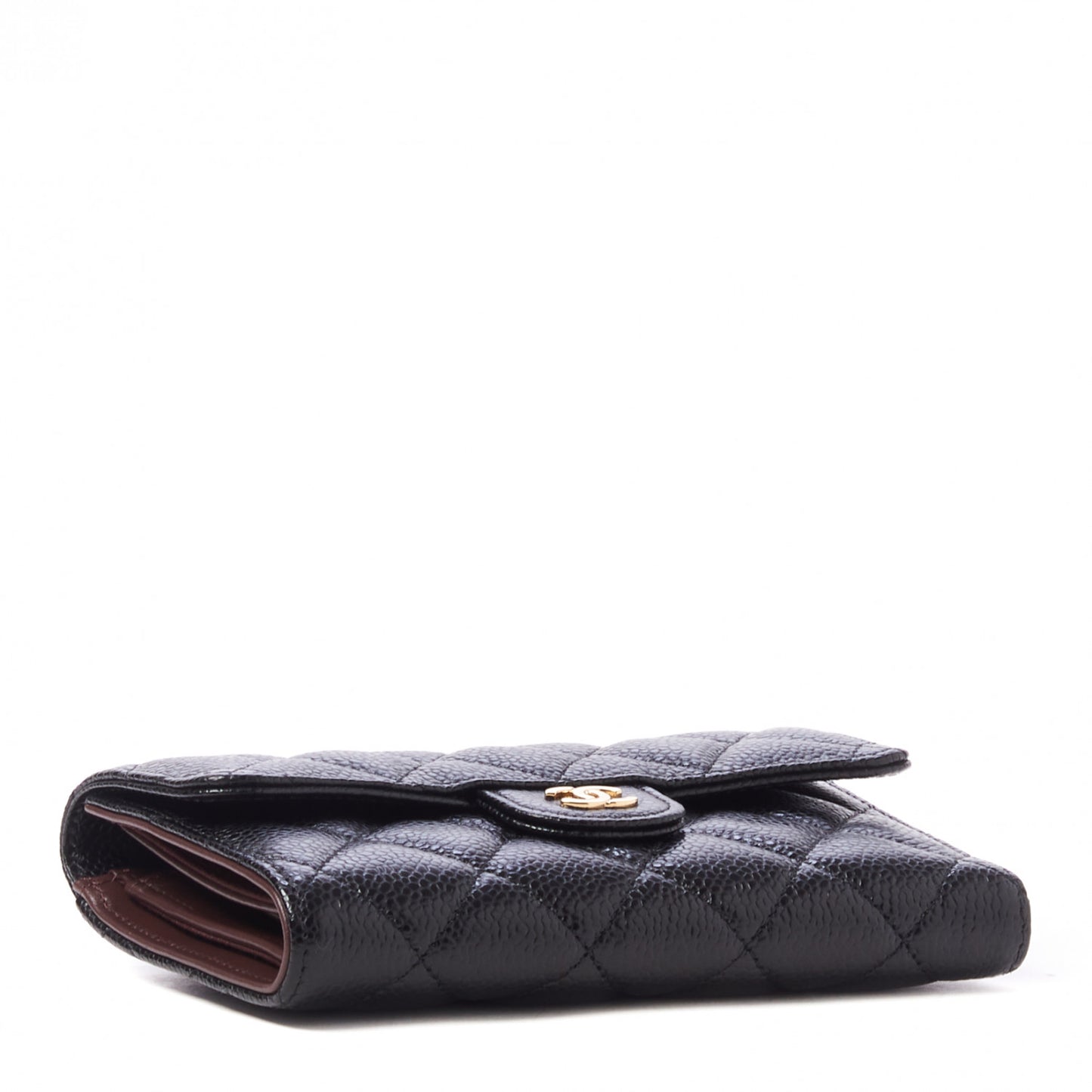 Caviar Quilted Medium Flap Wallet Black