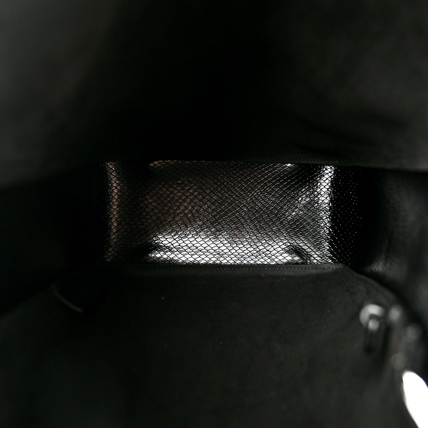 Extra Supple Calfskin Snakeskin Embossed Calfskin Small Tool 2.0 North-South Tote Black