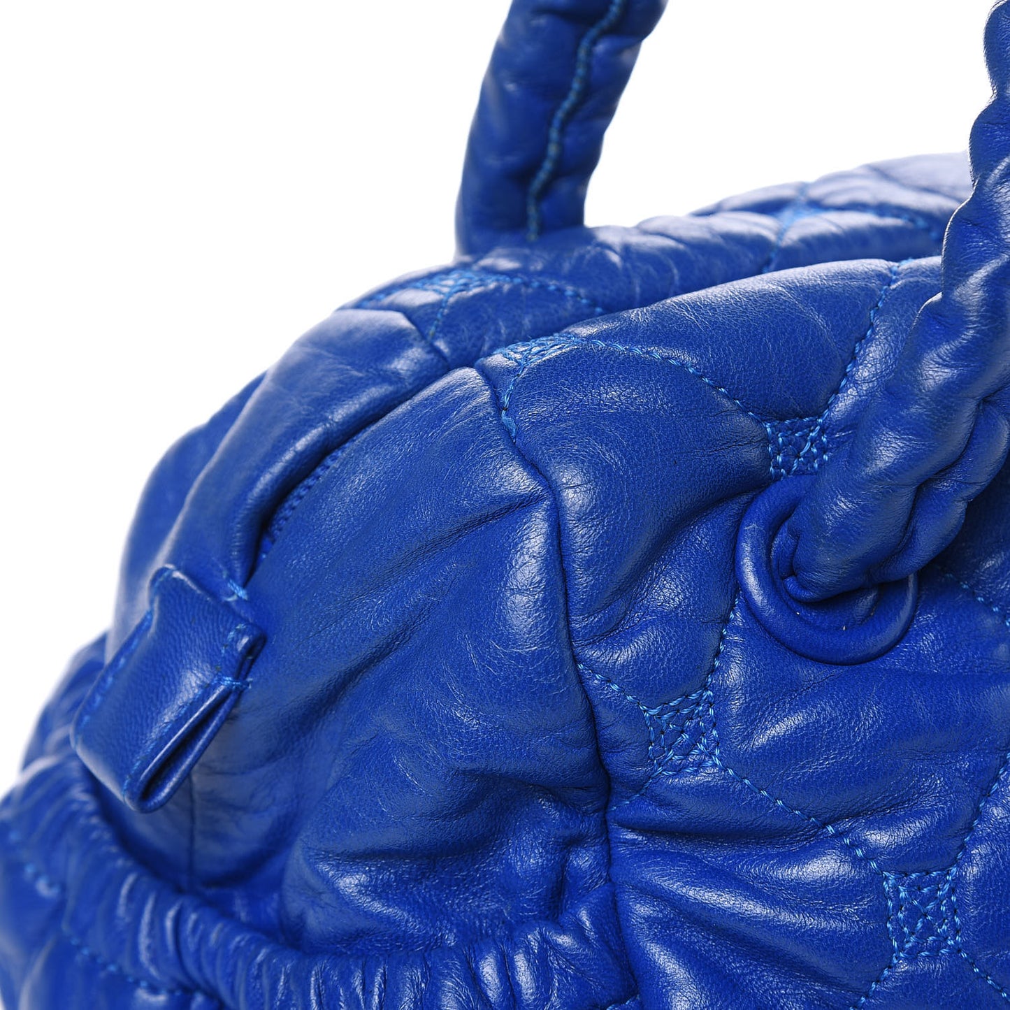 Lambskin Quilted Hidden Chain Bowler Blue