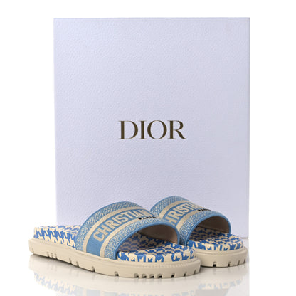 Christian Dior Micro PDP Cotton Houndstooth Embroidered Dway 10mm Slide Sandals 39.5 Cornflower 9 of 9
