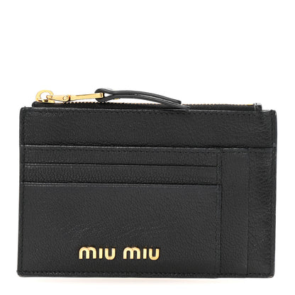 Miu Miu Madras Zip Card Case Black 1 of 6