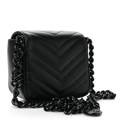 Gucci Calfskin Matelasse Monochrome GG Marmont Chain Mini Belt Bag Black 2 of 10