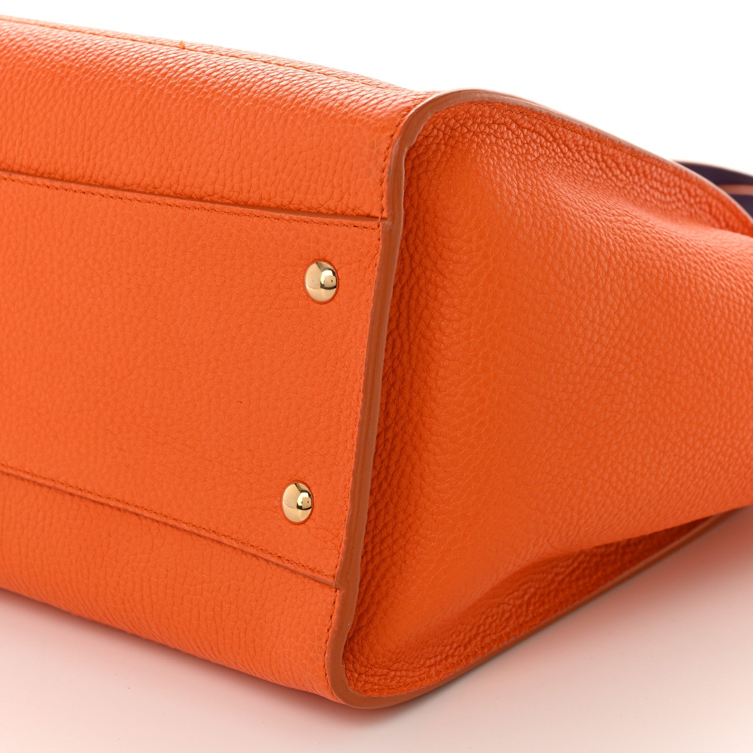 Salvatore Ferragamo Hammered Calfskin Double Handle Medium Amy Tote Orange Purple 10 of 13