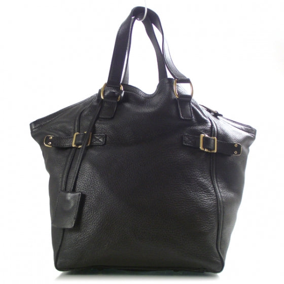 Leather Large Downtown Tote Black