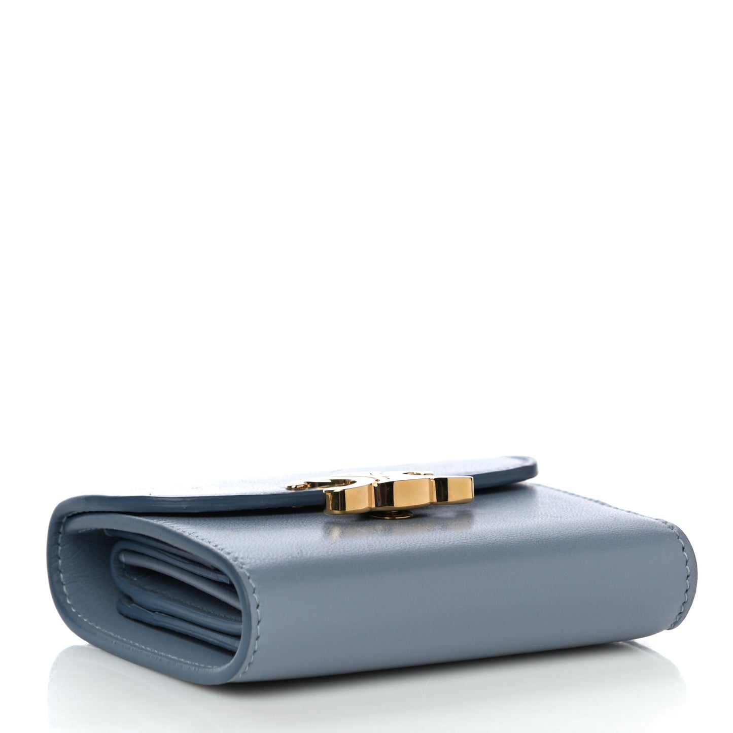 Shiny Smooth Lambskin Small Triomphe Wallet Arctic Blue