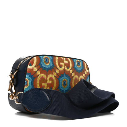 Gucci GG Supreme Kaleidoscope Calfskin Script Logo Gucci 100 Camera Bag Blue Orange Multicolor Blue Agata 3 of 10