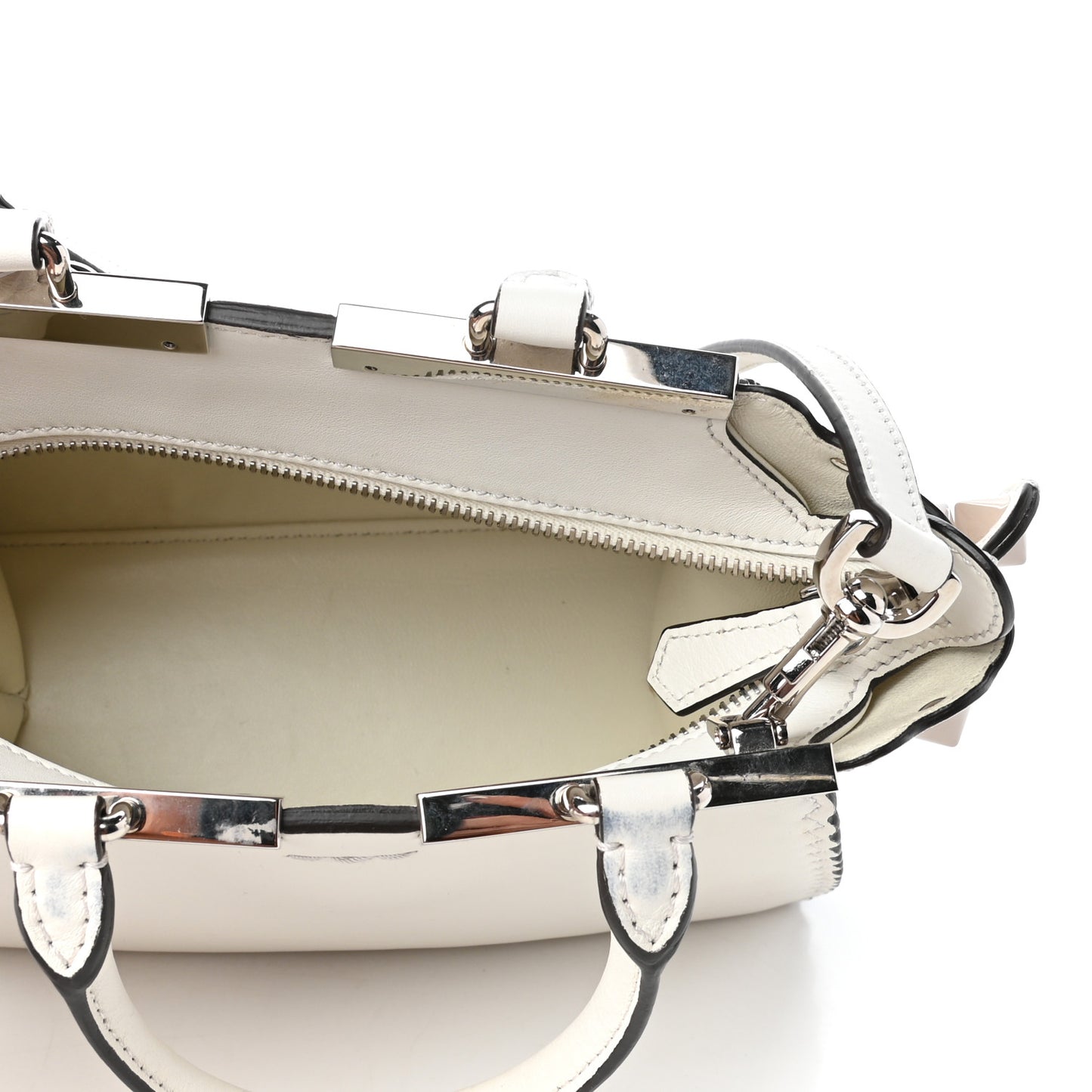 Vitello Dolce Scalloped Studded Mini 3Jours Tote White Ice Nuvola