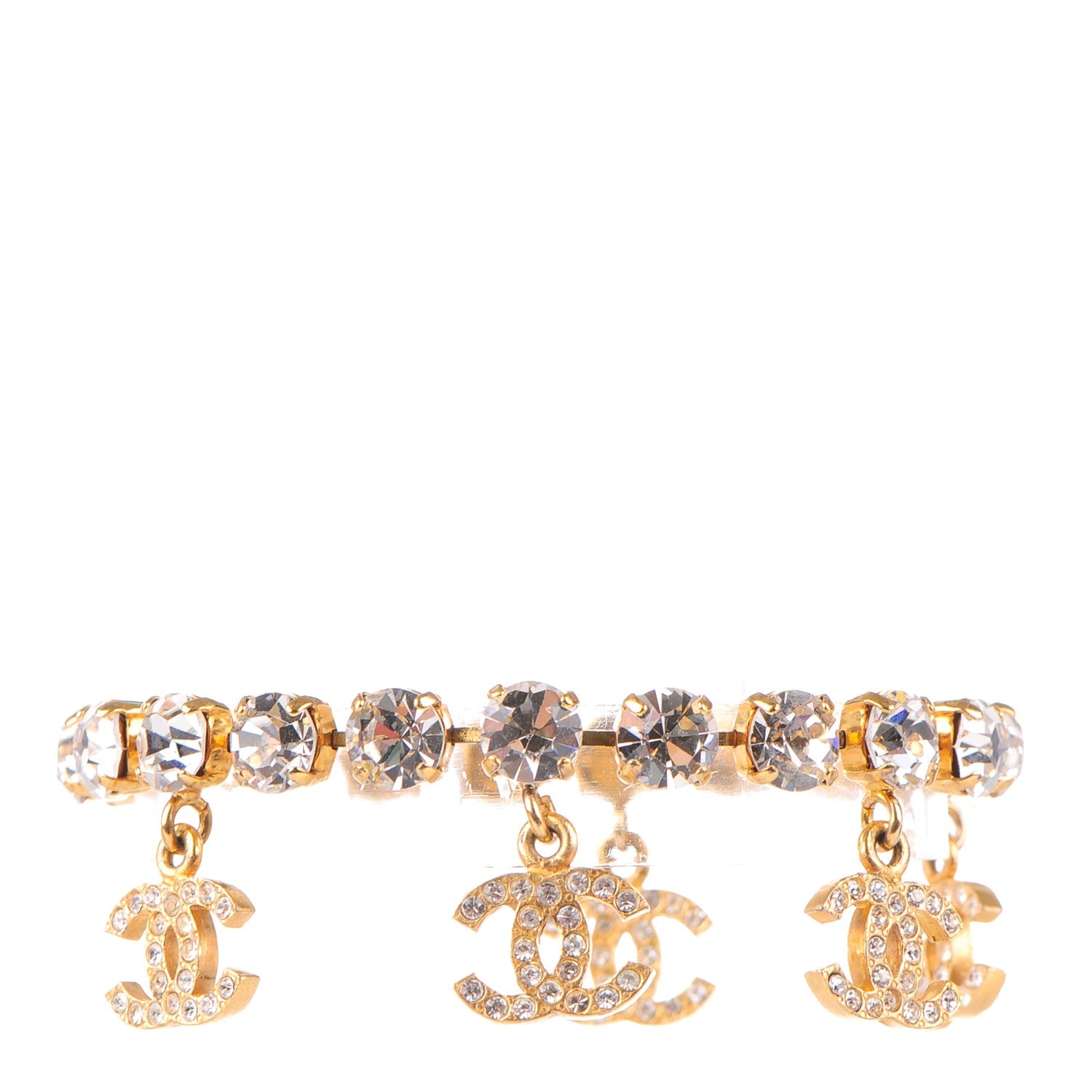 Chanel Crystal CC Bracelet Gold 1 of 4
