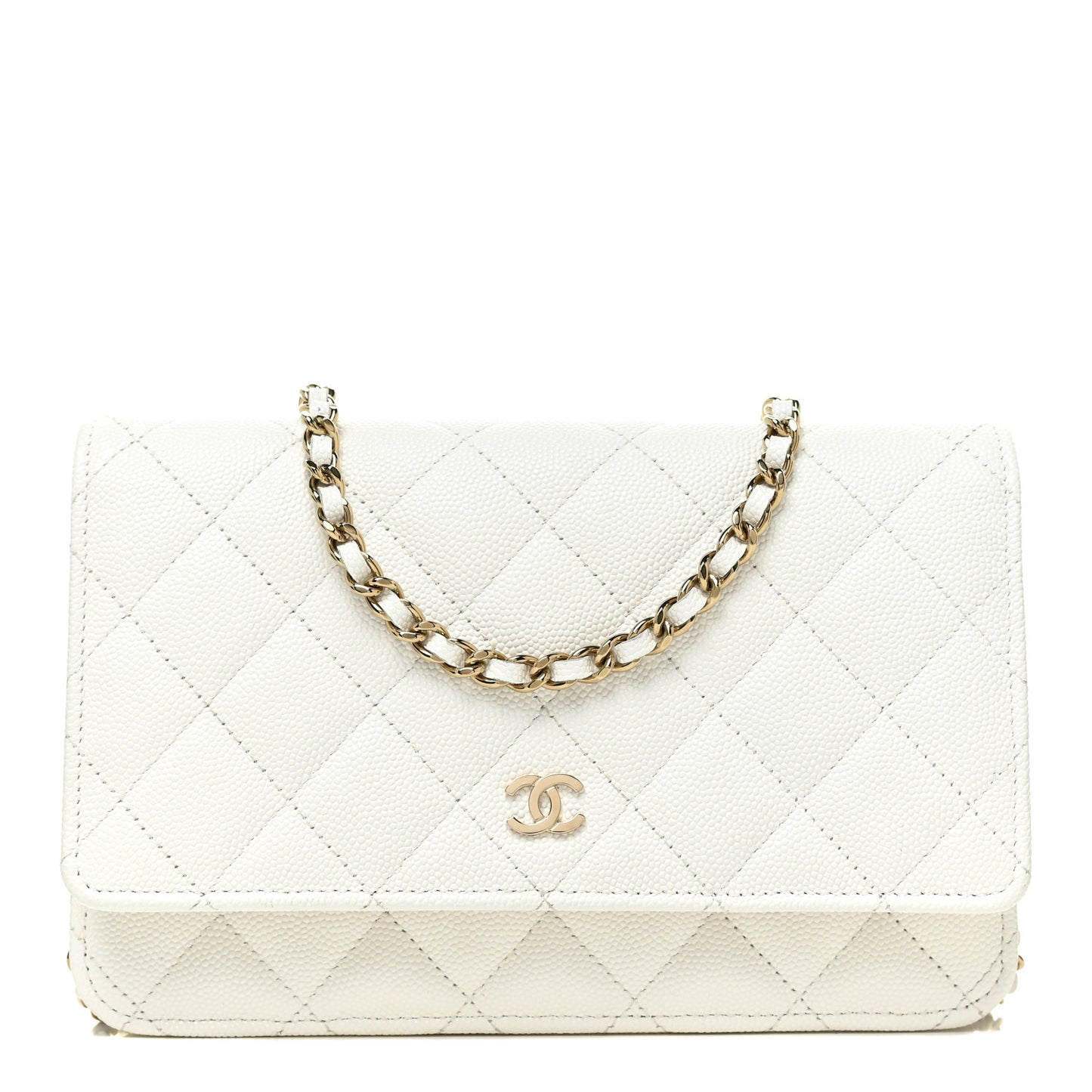 Caviar Quilted Wallet On Chain WOC White