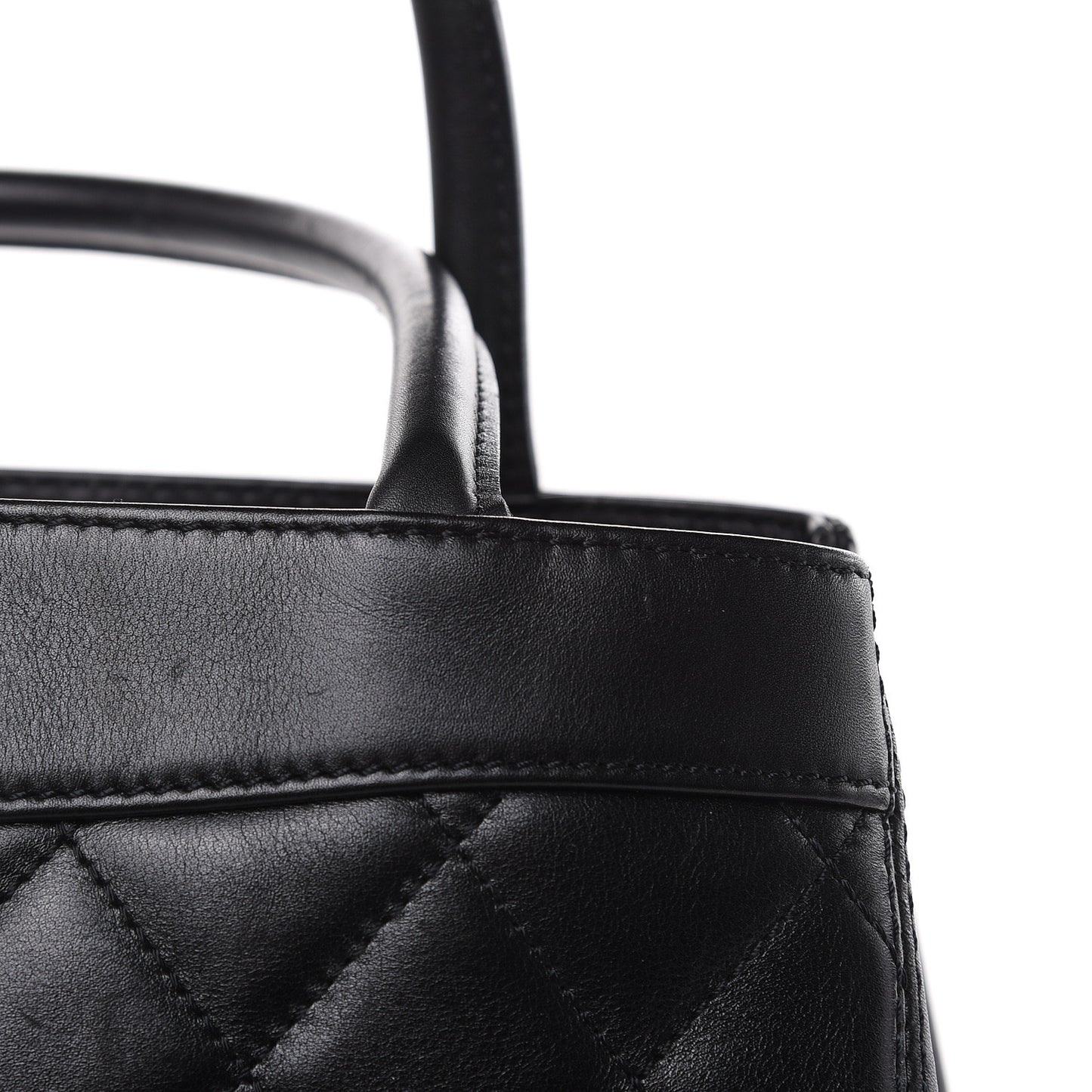Calfskin Quilted CC Shopping Tote Black