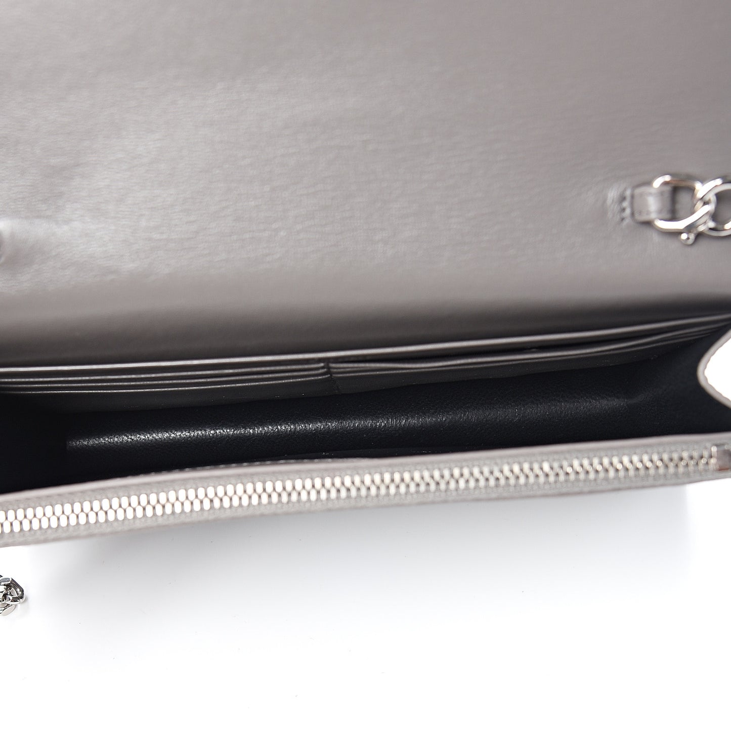 Calfskin Crocodile Embossed Kate Monogram Tassel Chain Wallet Fog