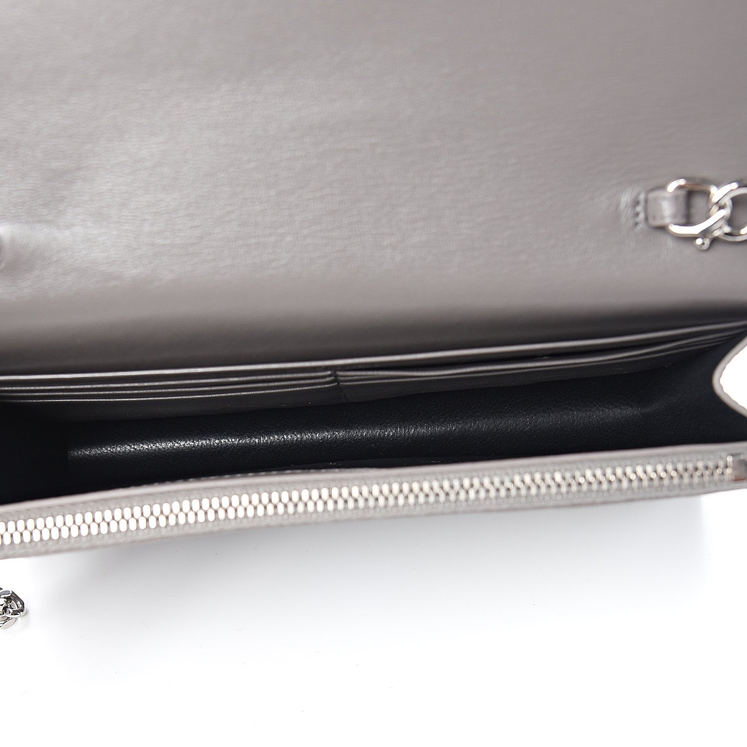 Saint Laurent Calfskin Crocodile Embossed Kate Monogram Tassel Chain Wallet Fog 4 of 9
