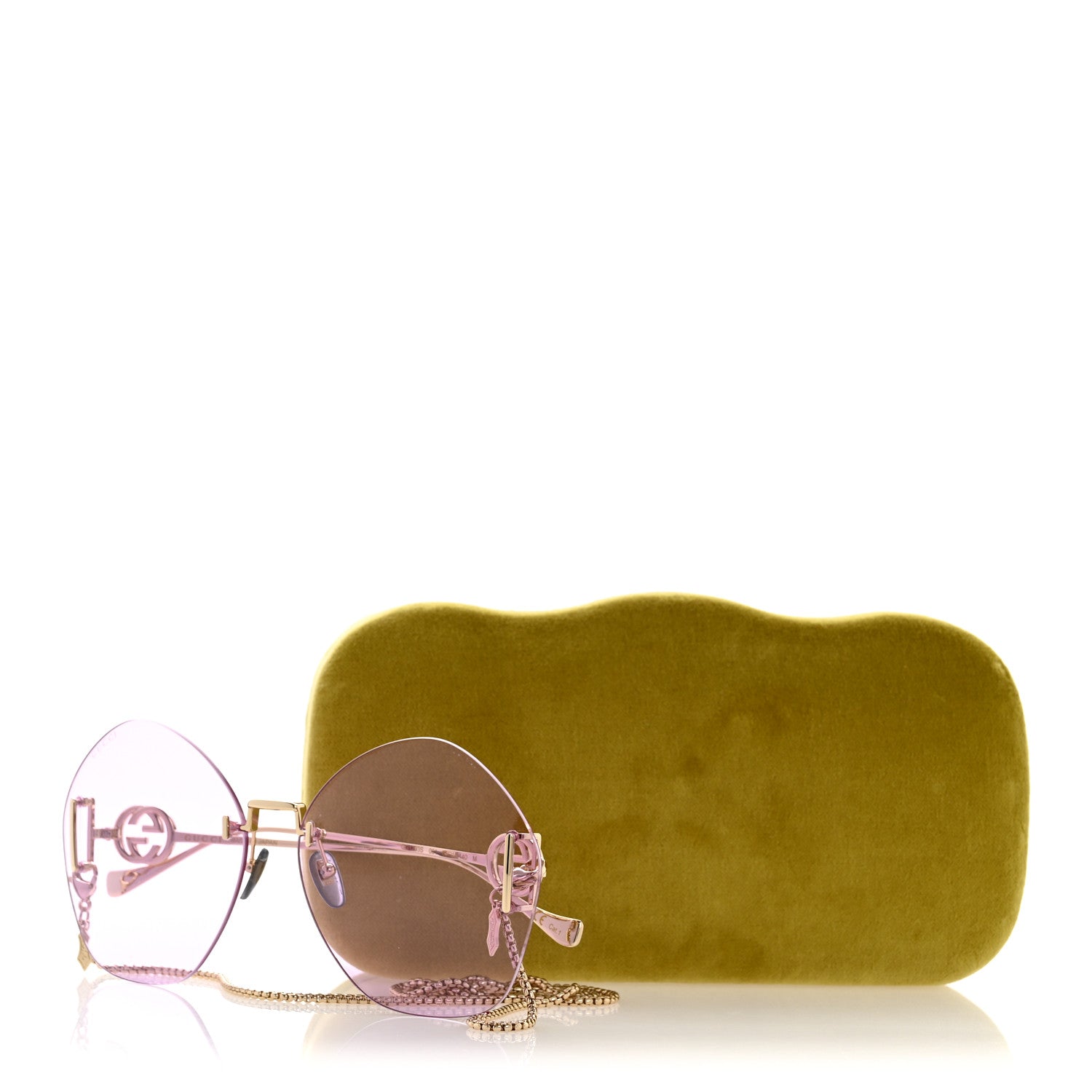 Gucci Metal Round Chain Sunglasses GG1203S Gold Purple 9 of 9