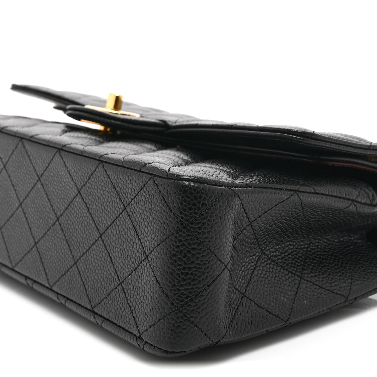 Caviar Quilted Medium Double Flap Black